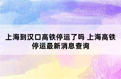 上海到汉口高铁停运了吗 上海高铁停运最新消息查询